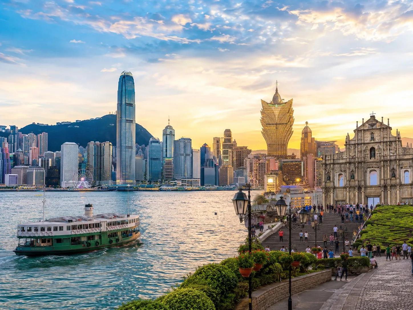 香港與澳門城市景觀並列,代表港澳亞洲青少年柔道賽事路線